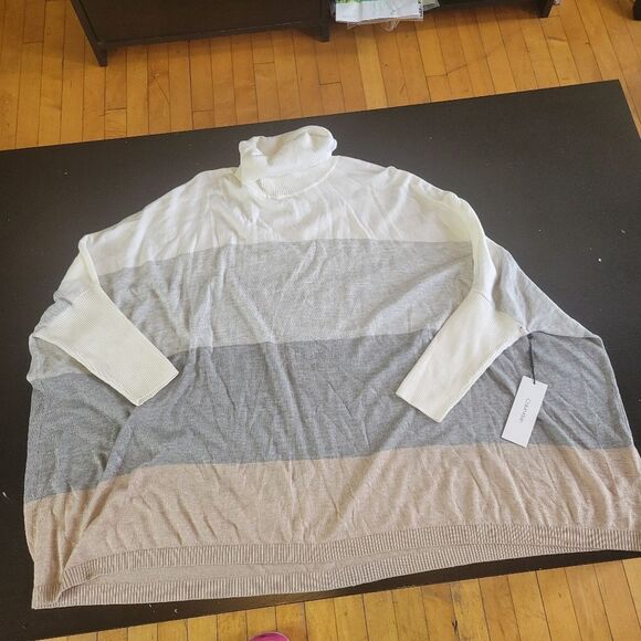 Calvin Klein Color Block Dolman Sleeve Turtleneck Sweater Size Small Medium - Picture 2 of 7